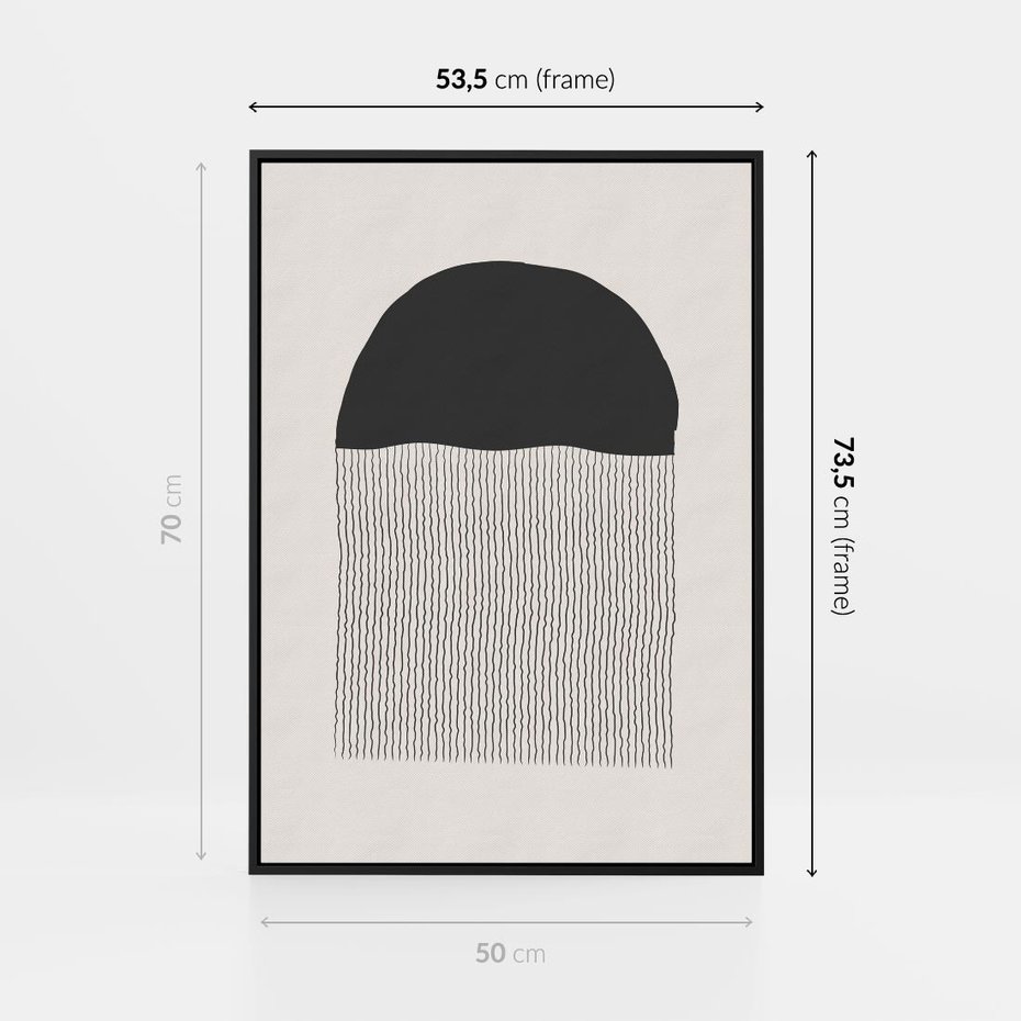 Obraz w ramie 50x70 - Wewnętrzne Widzenia - abstrakcyjna kompozycja, półkole - rama czarna