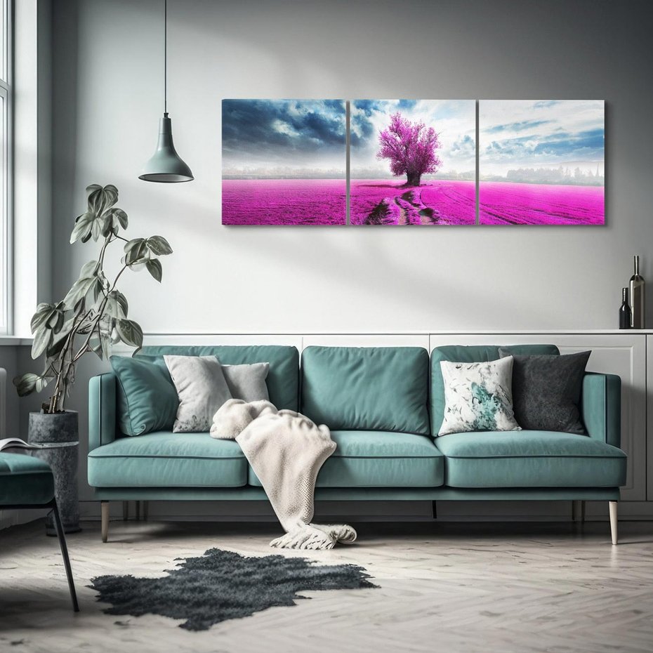 Obraz na płótnie 150x50 - Fioletowa abstrakcja w ruchu - abstrakcja, fiolet