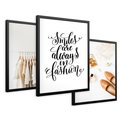 Zestaw obrazy w ramie 40x50 galeria - Moda, fashion, uśmiech, napis - rama czarna