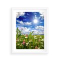 Plakat w ramie 40x50 - Niebiańska łąka pełna kwiatów - łąka, niebo - rama biała