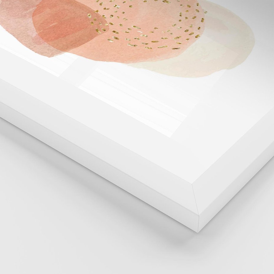 Plakat w ramie 30x40 - Migotliwe Kształty i Plamy - abstrakcyjne akwarelowe plamy, minimalizm - rama biała