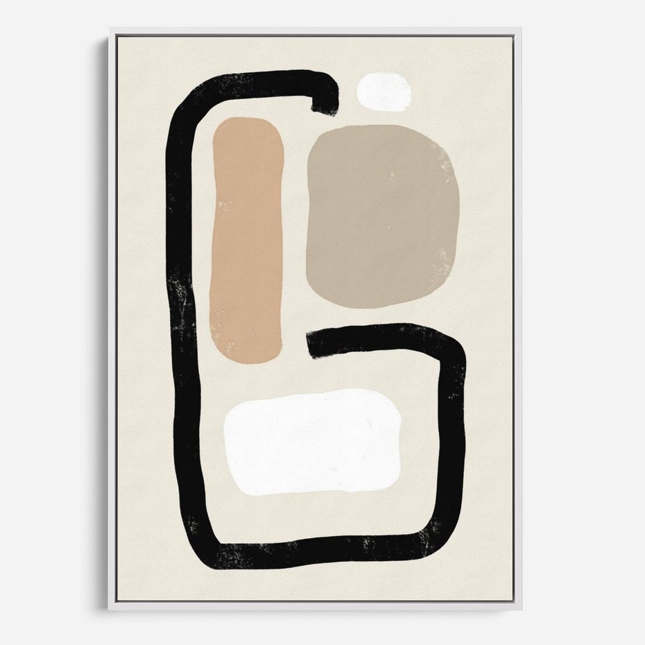 Obraz w ramie 80x120 - Kształtne Formy - geometryczne nieregularne kształty, nowoczesna kompozycja - rama biała