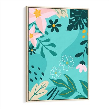 Obraz w ramie 80x120 - Rozkwitające Widoki - pastelowa kompozycja, kwiaty - rama drewno