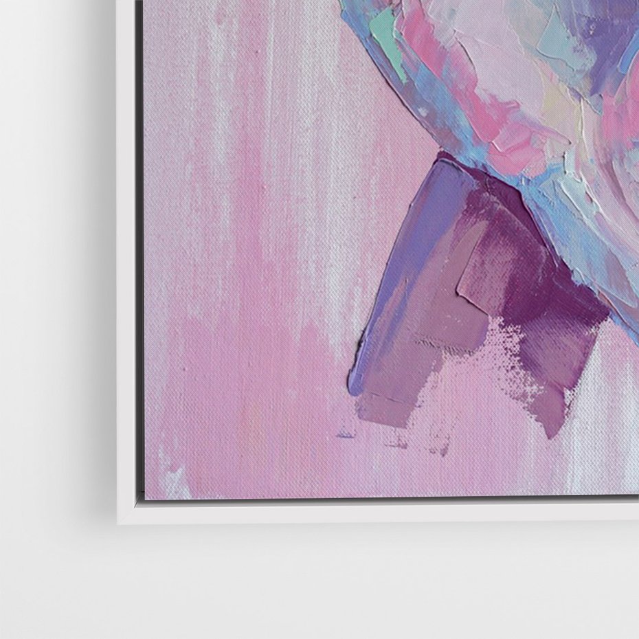 Obraz w ramie 80x120 - Splecione - obraz olejny, pastelowe kolory - rama biała