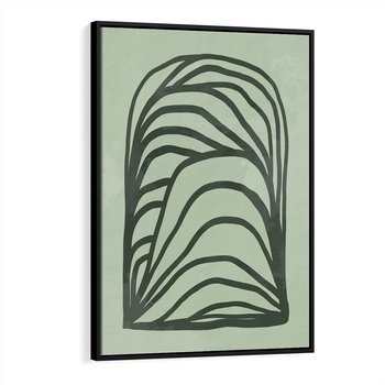 Obraz w ramie 70x100 - Zielonkawy Uścisk Natury - abstrakcyjny zielony motyw, skandynawski design - rama czarna