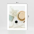 Plakat bez ramy 30x40 - Boho Urok - kompozycja boho, slomkowy kapelusz