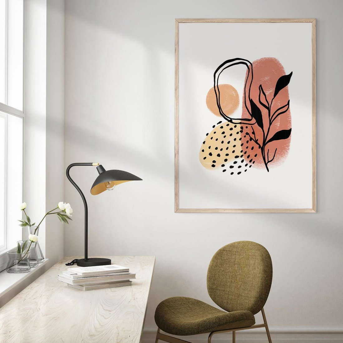Plakat w ramie 50x70 - Migotliwe Harmonie - abstrakcja, sztuka nowoczesna - rama drewno