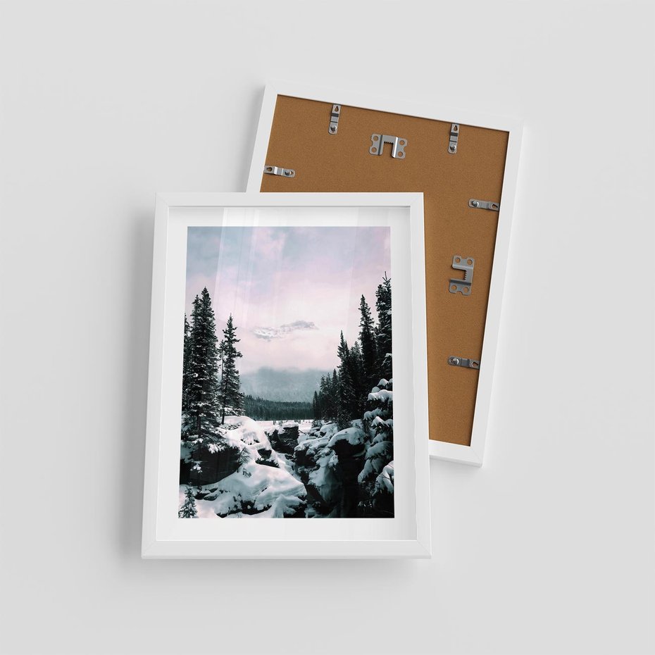 Plakat w ramie 30x40 - Zimowe Góry - zimowy krajobraz, góry - rama biała