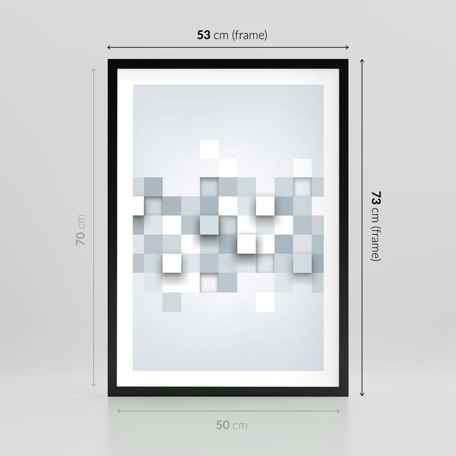 Plakat w ramie 50x70 - Trójwymiarowe formy geometryczne - geometria, 3D - rama czarna