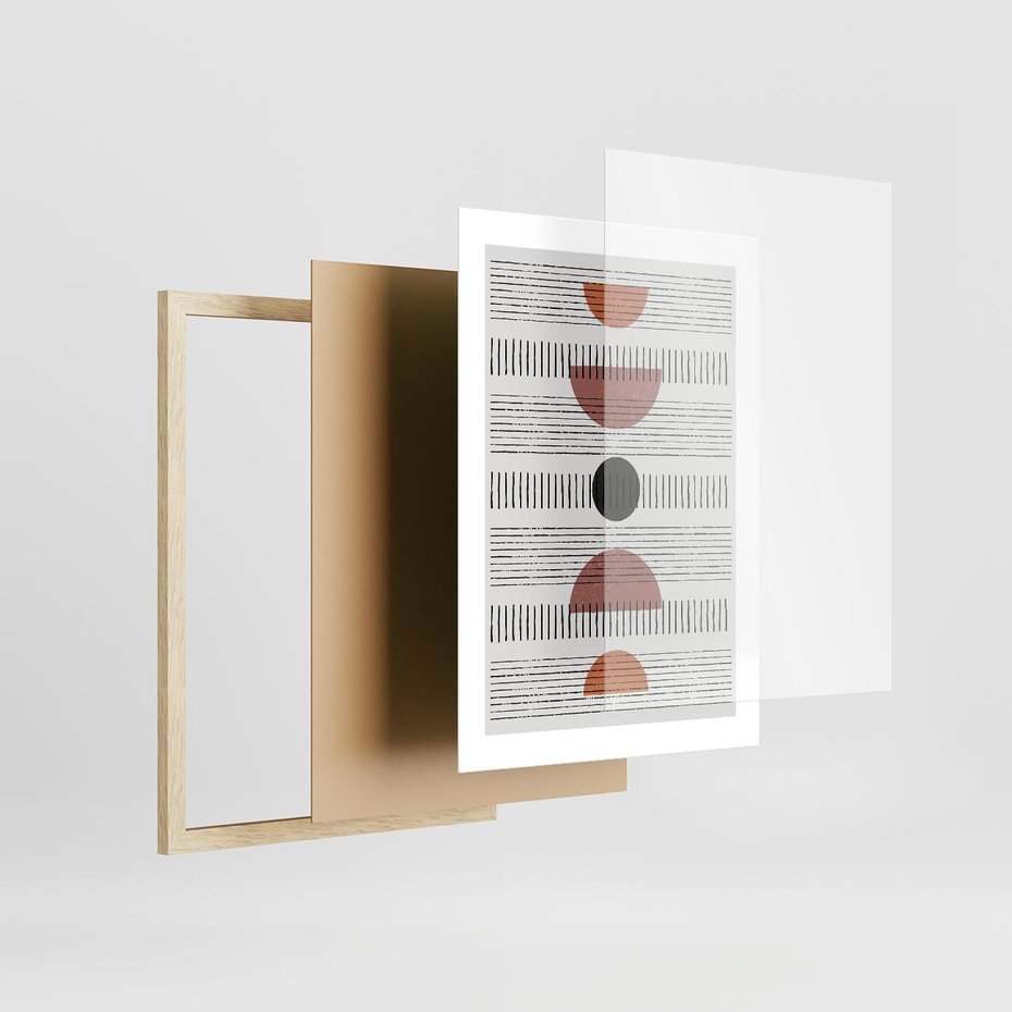 Plakat w ramie 30x40 - Plakat w Stylu Abstrakcji - geometryczna grafika, plakat - rama drewno