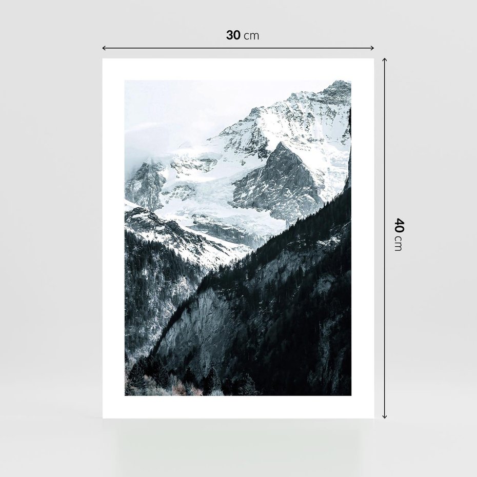 Plakat bez ramy 30x40 - Góry w Zimowym Uścisku - góry, ośnieżone szczyty