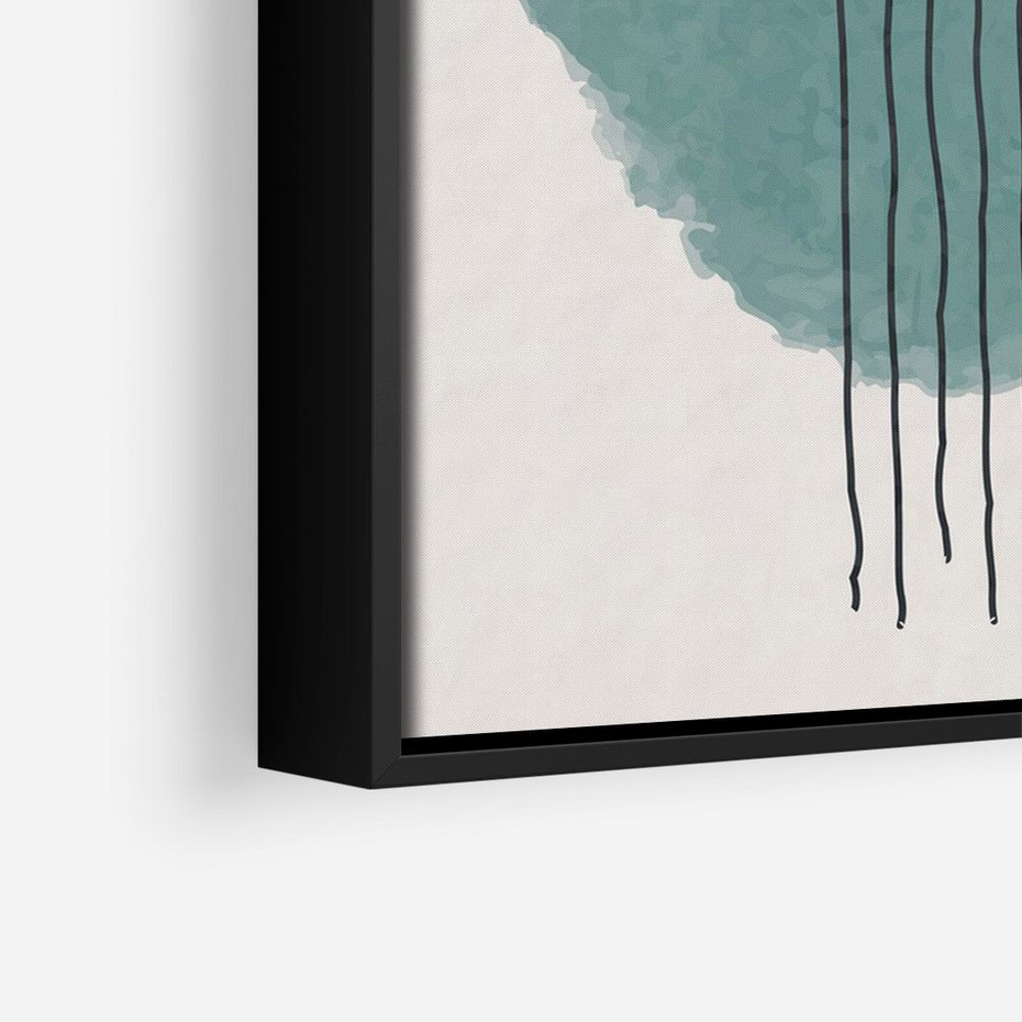 Obraz w ramie 70x100 - Podróżne Inspiracje - abstrakcyjna akwarelowa plama, nieregularne kreski - rama czarna