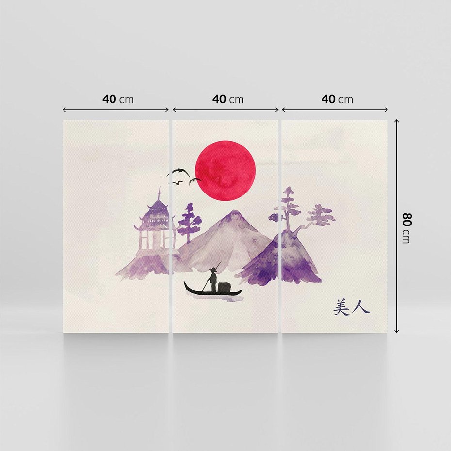 Obraz na płótnie 120x80 - Odbicie Słońca - japońska sztuka, akwarela