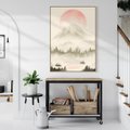 Obraz w ramie 50x70 - Przyroda Japonii - japońska akwarela, góry - rama drewno