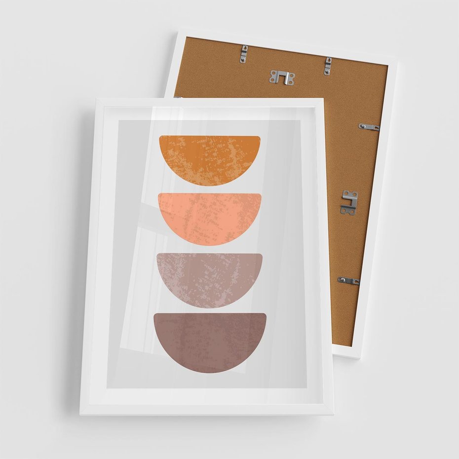 Plakat w ramie 50x70 - Minimalizm i Geometria - minimalistyczny obraz, mid-century styl - rama biała