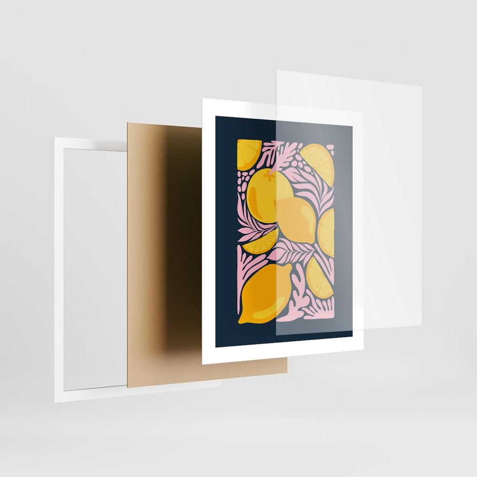 Plakat w ramie 40x50 - Kreatywne Rytmy - granatowe tło, nowoczesna kompozycja - rama biała