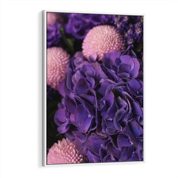 Obraz w ramie 70x100 - Fioletowa hortensja - kwiaty, hortensja - rama biała