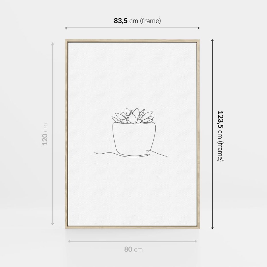 Obraz w ramie 80x120 - Rozkwitające Echa - szkic, minimalizm - rama drewno