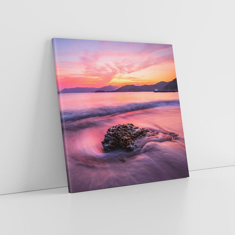 Obraz na płótnie 30x30 - Zaklęty Zachód - magiczny zachód słońca, fioletowe