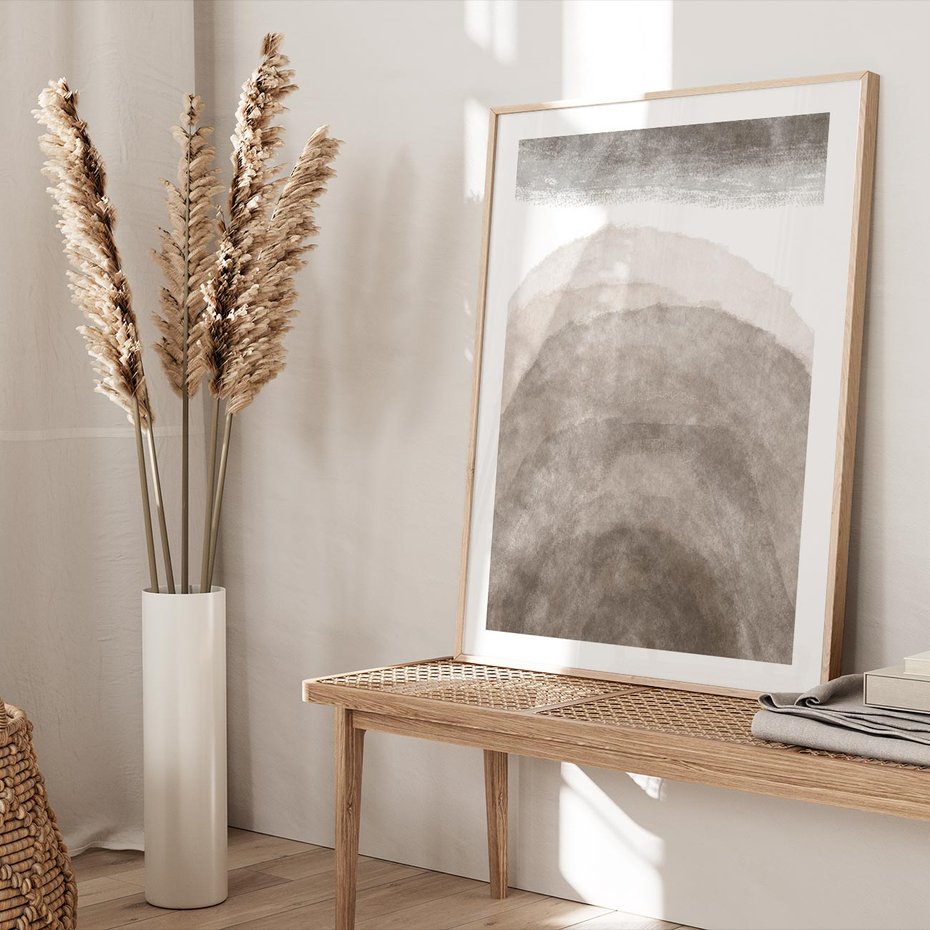 Plakat w ramie 40x50 - Przenikające Kształty - rozmyte cienie, abstrakcja - rama drewno