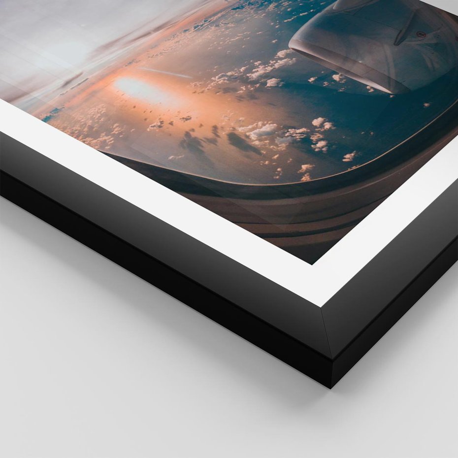 Plakat w ramie 50x70 - Widok z Góry - fotografia, zdjecie z okna samolotu - rama czarna