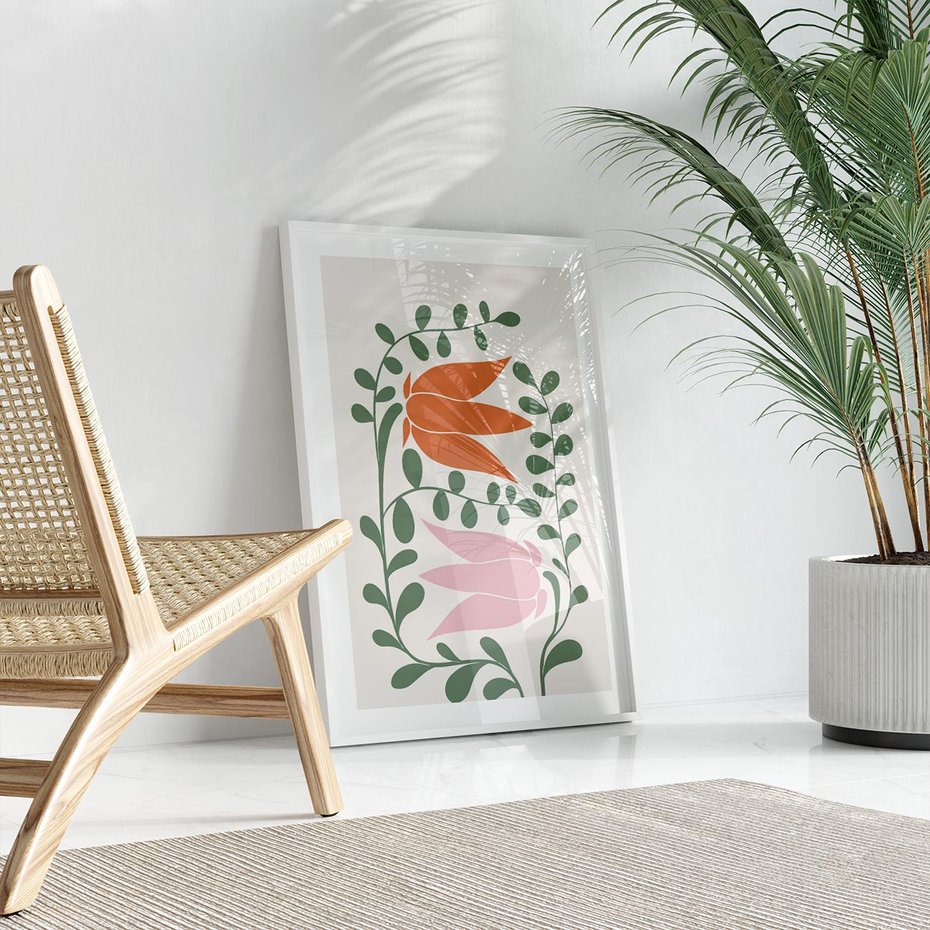 Plakat bez ramy 21x30 - Rozkwitające Kontury - plakat, kwiaty