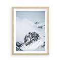 Plakat w ramie 50x70 - Górski Majestat - górskie szczyty pod śniegiem, górski krajobraz - rama drewno