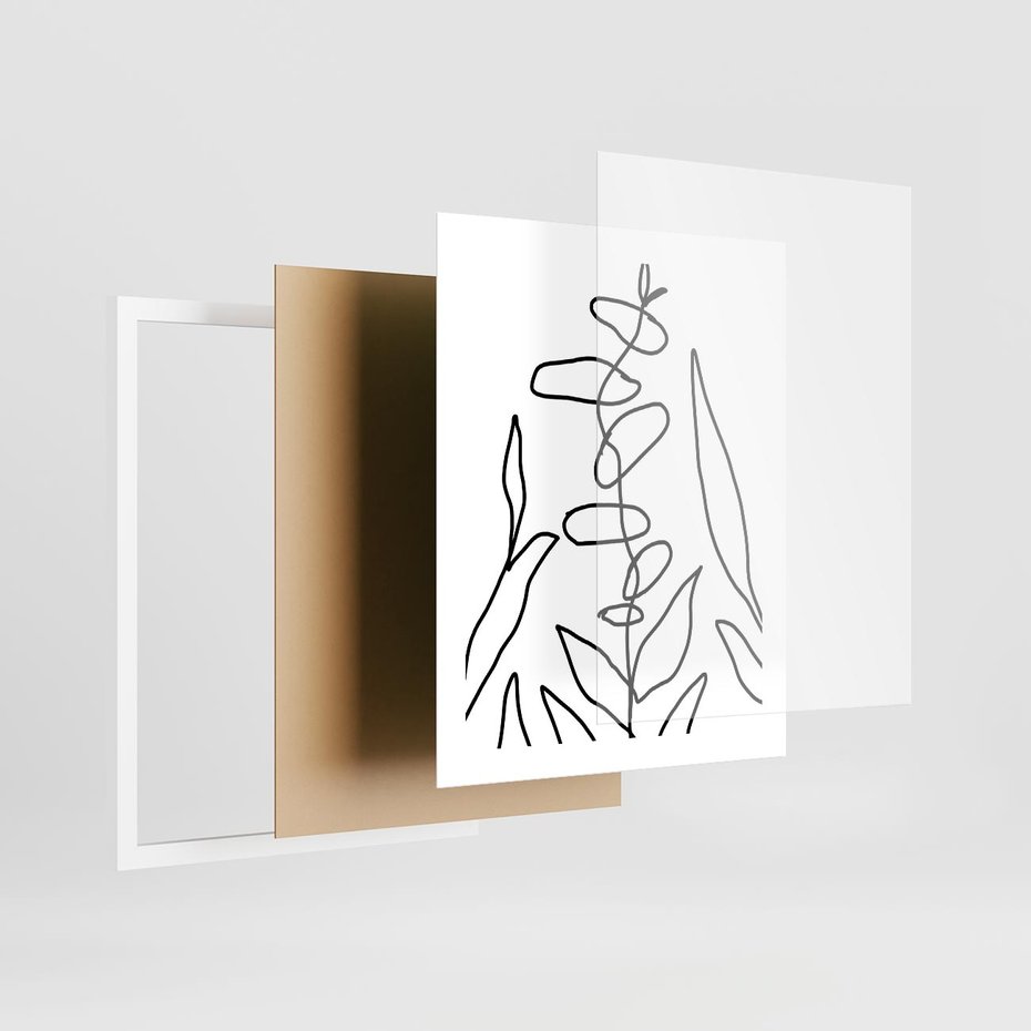 Plakat w ramie 40x50 - Liście Mocy - mroczna sztuka, minimalizm - rama biała