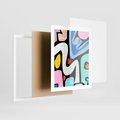 Plakat w ramie 40x50 - Komiksowe Formy - abstrakcyjne formy, komiksowy styl - rama biała