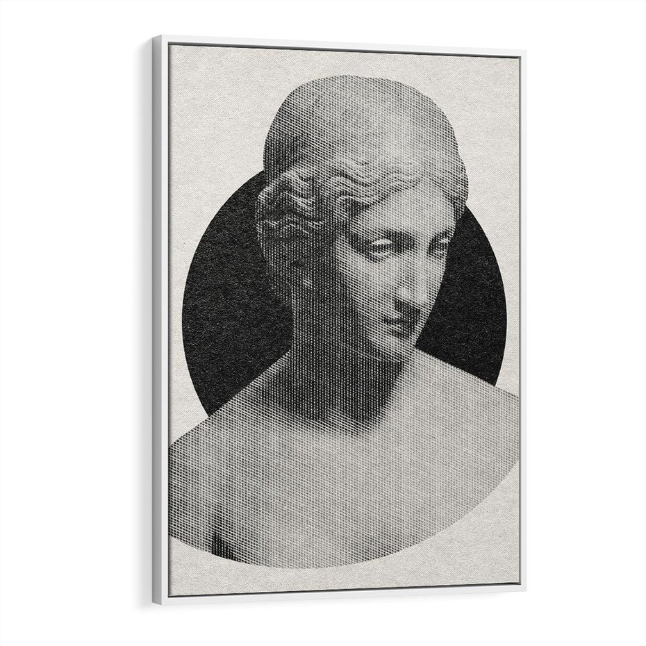 Obraz w ramie 50x70 - Sztuka Zeszłych Czasów - antyczna rzeźba kobiety, posąg - rama biała