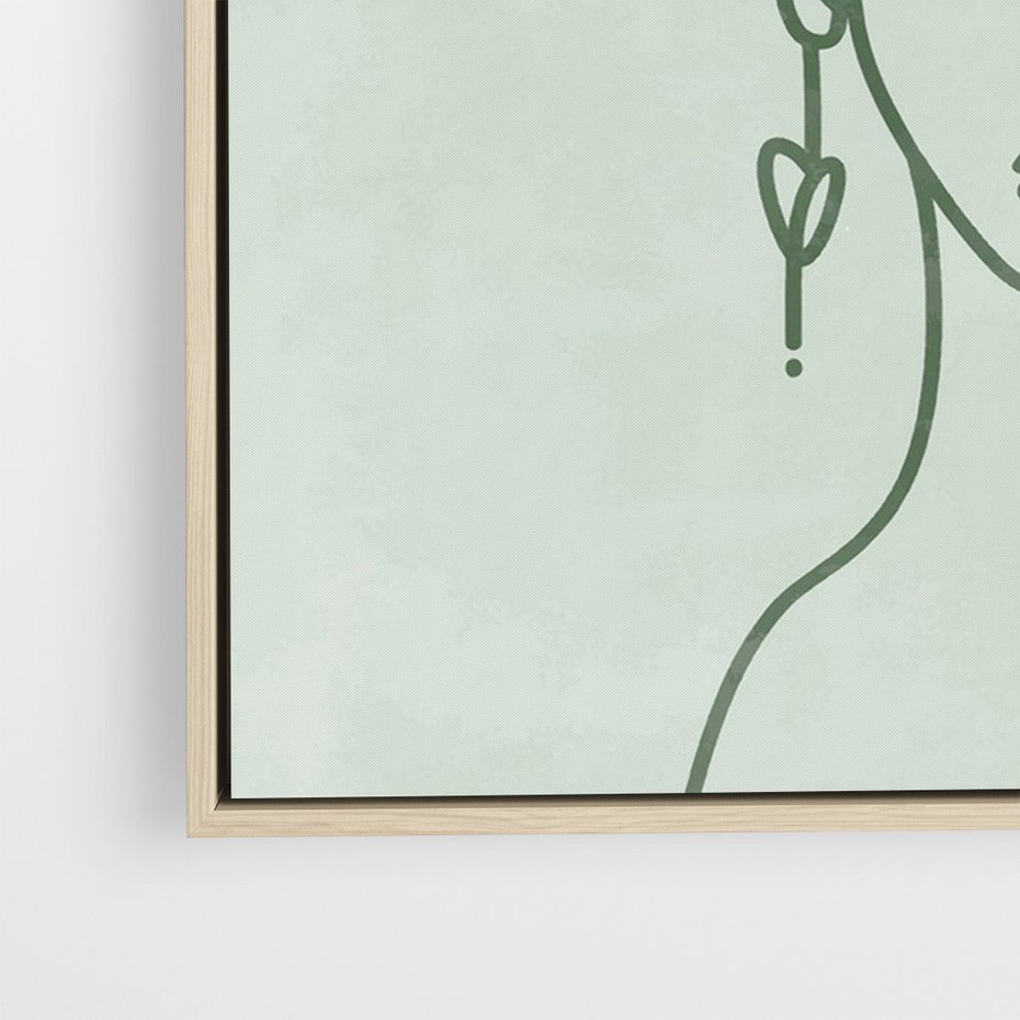 Obraz w ramie 50x70 - Spokojne Objęcia Natury - abstrakcja, zielony szkic - rama drewno