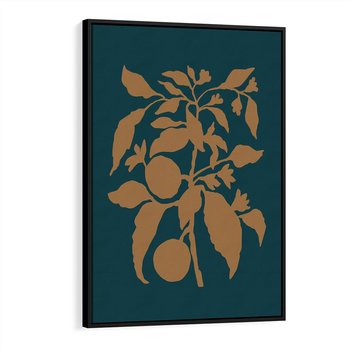 Obraz w ramie 50x70 - Boho Ekspresja Emocji - abstrakcyjna boho grafika, ciemne zielone tłó - rama czarna