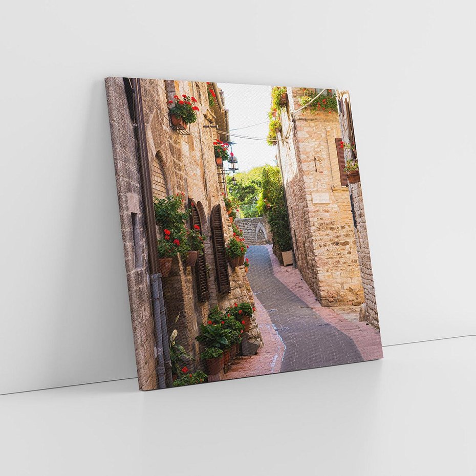 Obraz na płótnie 80x80 - Miłość na Romantycznej Uliczce - romantyczna, uliczka