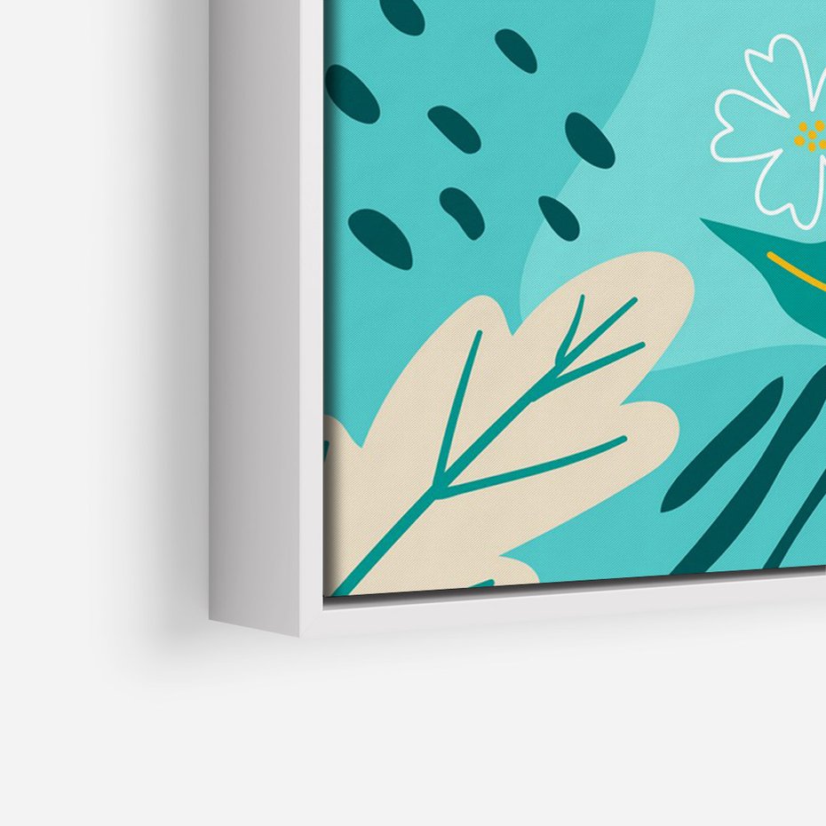 Obraz w ramie 70x100 - Rozkwitające Widoki - pastelowa kompozycja, kwiaty - rama biała