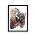 Plakat w ramie 30x40 - Obraz Dzikiej Przyrody w Śnieżnym Otoczeniu - żubr, śnieg - rama czarna