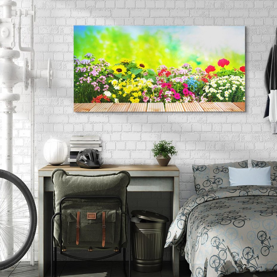 Obraz na płótnie 120x60 - Energiczny ogród - kwiaty, ogród