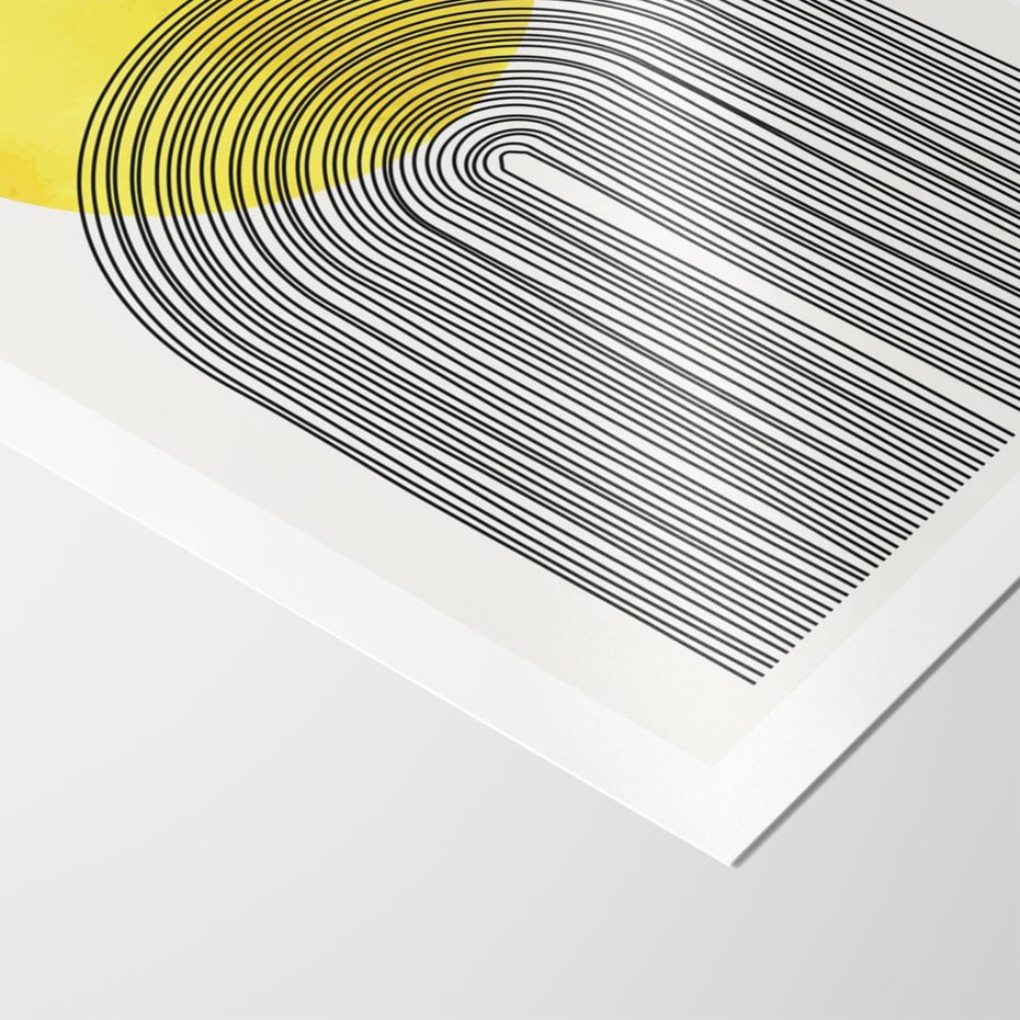 Plakat bez ramy 40x50 - Słoneczne Odbicia - geometria, żółte koło