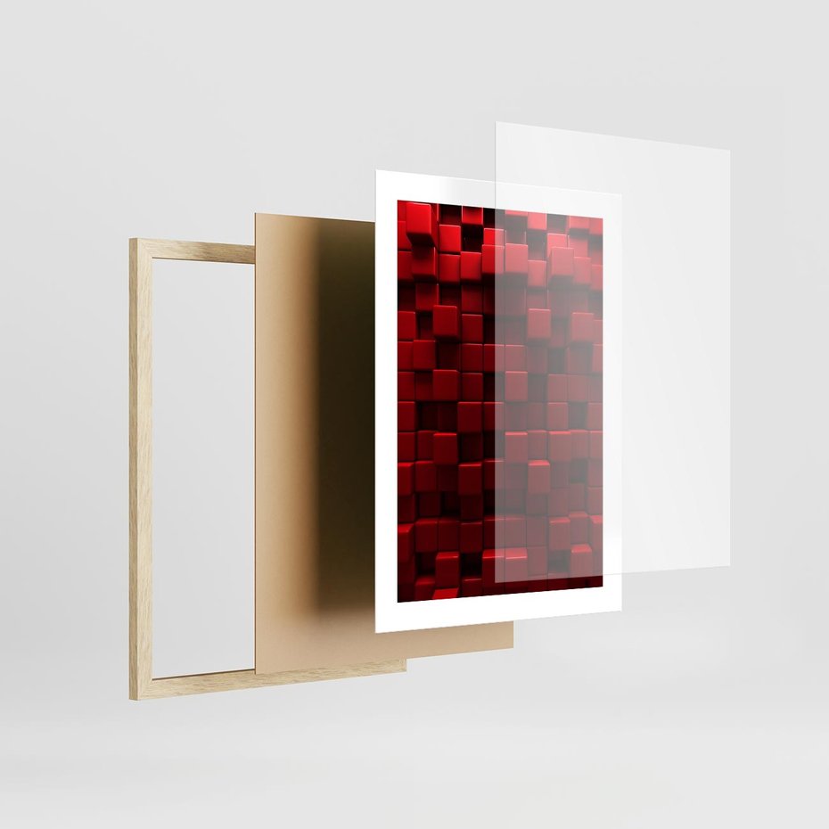 Plakat w ramie 30x40 - Geometryczne 3D: wizja przestrzeni - geometryczne, 3D - rama drewno