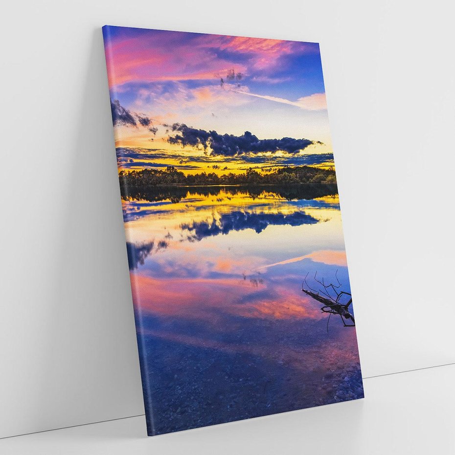 Obraz na płótnie 80x120 - Magiczny zachód słońca nad jeziorem - zachód, słońca