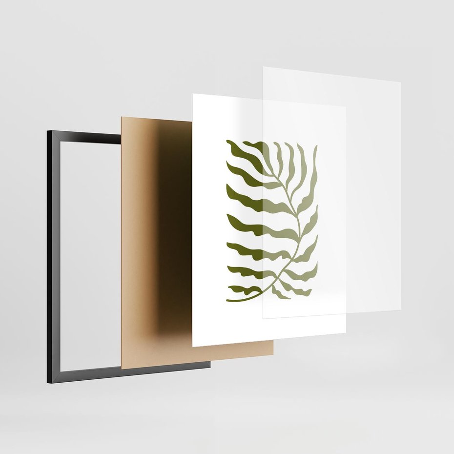Plakat w ramie 40x50 - Rytmy Chaosu - roślina, gałązka - rama czarna