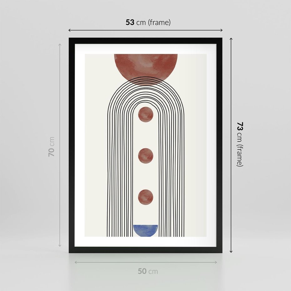 Plakat w ramie 50x70 - Symfonia Kształtów - nowoczesny plakat, styl midcentury - rama czarna