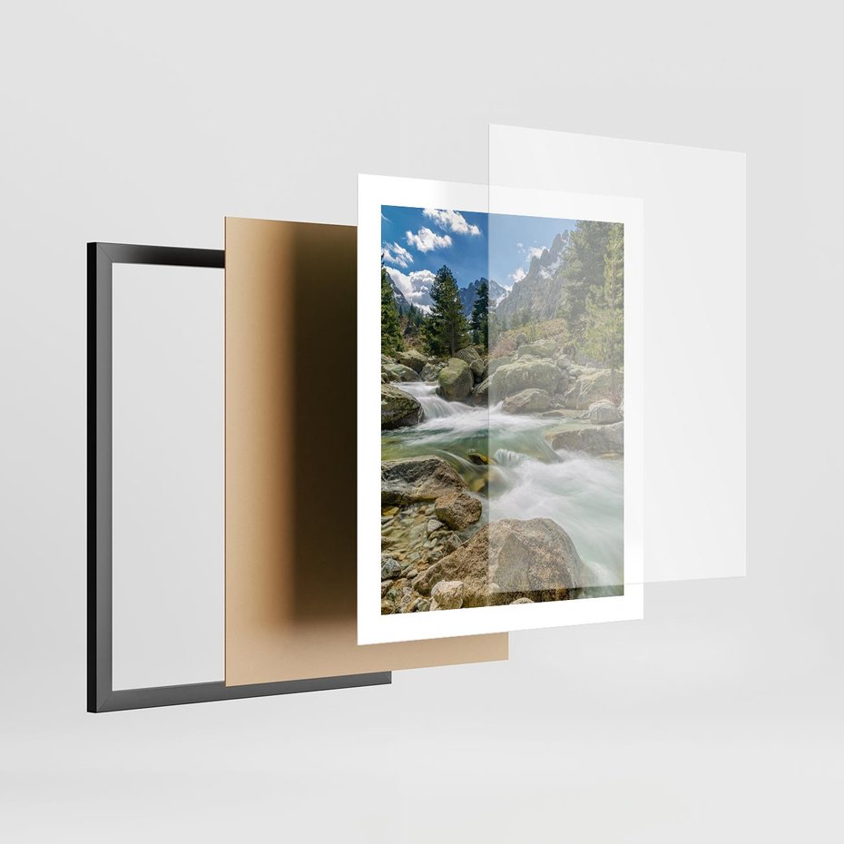 Plakat w ramie 40x50 - Górski strumyk w harmonii - strumyk, górski - rama czarna