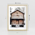 Plakat w ramie 30x40 - Śnieżny Ustronny Raj - domek w górach, śnieg - rama drewno
