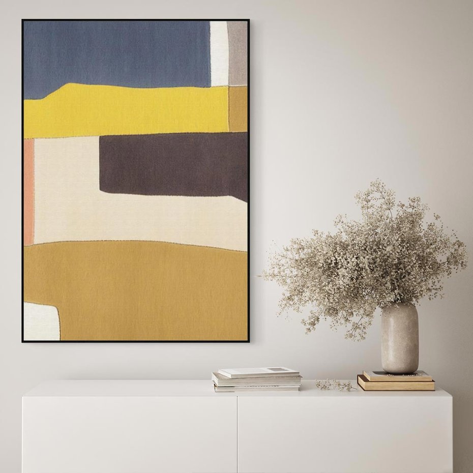 Obraz w ramie 50x70 - Pasy Abstrakcji - kolorowe pasy, plamy koloru - rama czarna