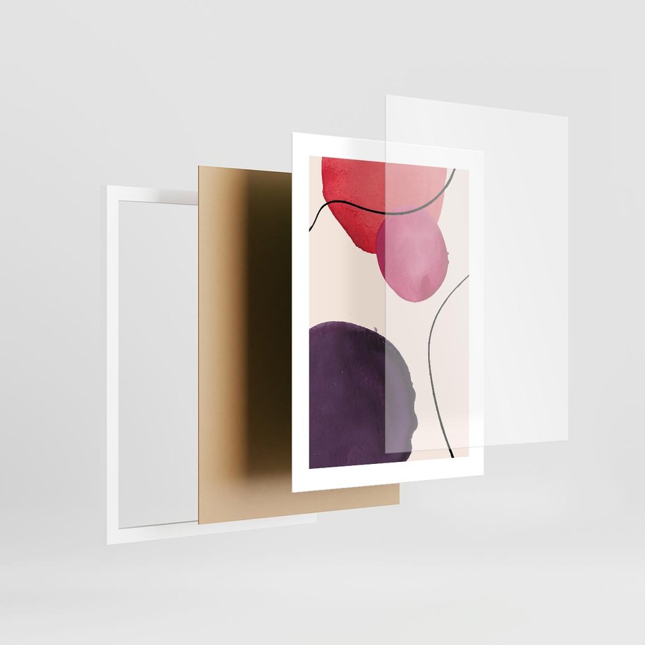 Plakat w ramie 30x40 - Kolorowe Impresje - abstrakcyjne akwarelowe plamy, nieregularne linie - rama biała