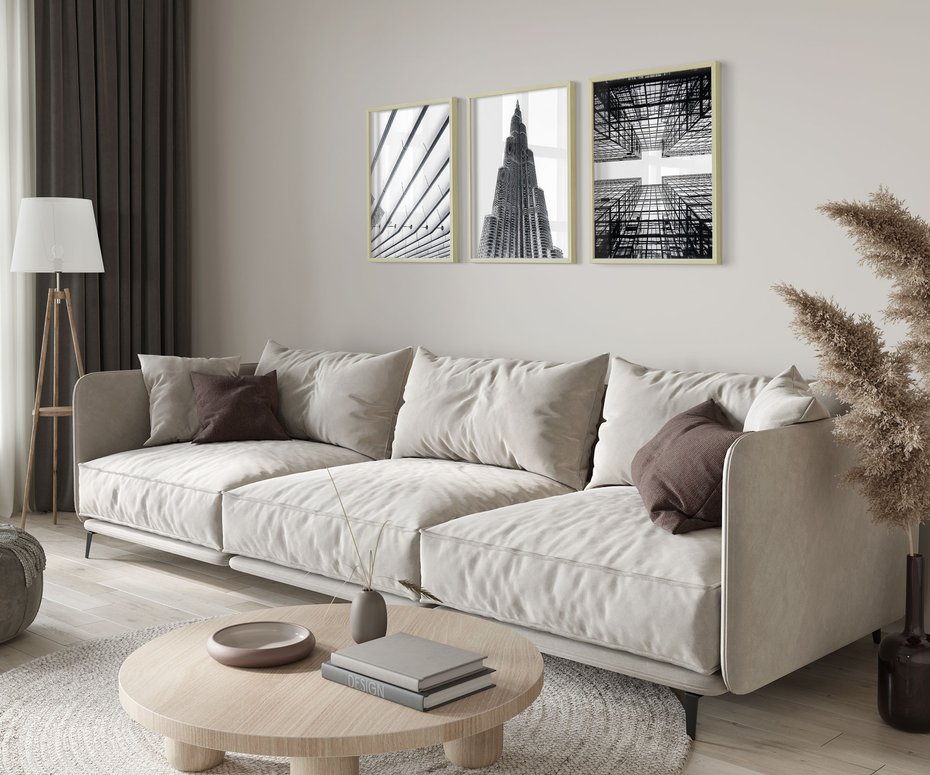 Zestaw obrazy w ramie 40x50 galeria - Budynki, wieżowce, miasto - rama drewno