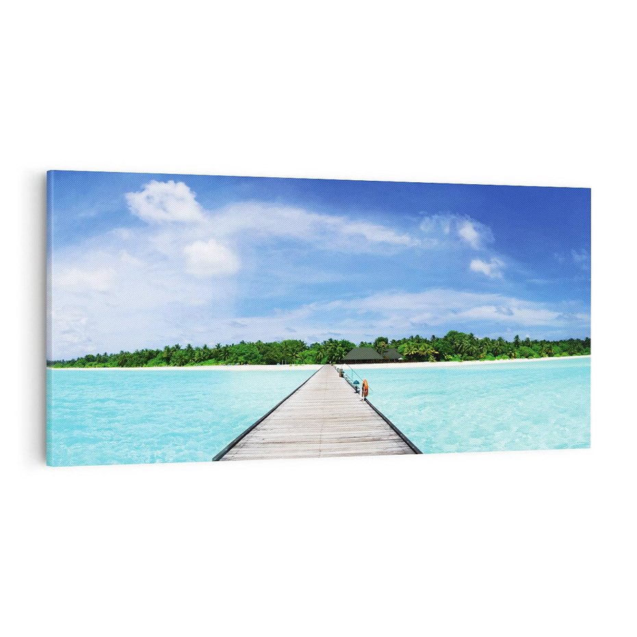 Obraz na płótnie 140x70 - Idylliczne molo na wyspie - plaża, molo