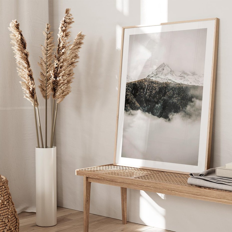 Plakat w ramie 30x40 - Zimowa Wielkość - górski krajobraz, zima w górach - rama drewno