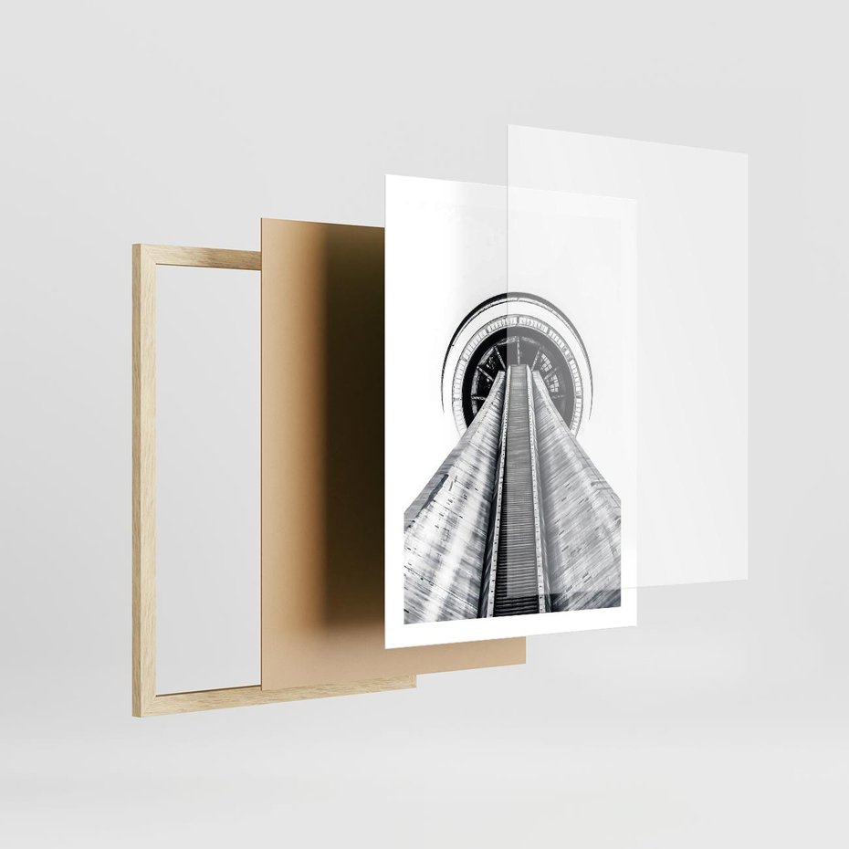 Plakat w ramie 50x70 - Perspektywa Wieży - architektura, wieża - rama drewno