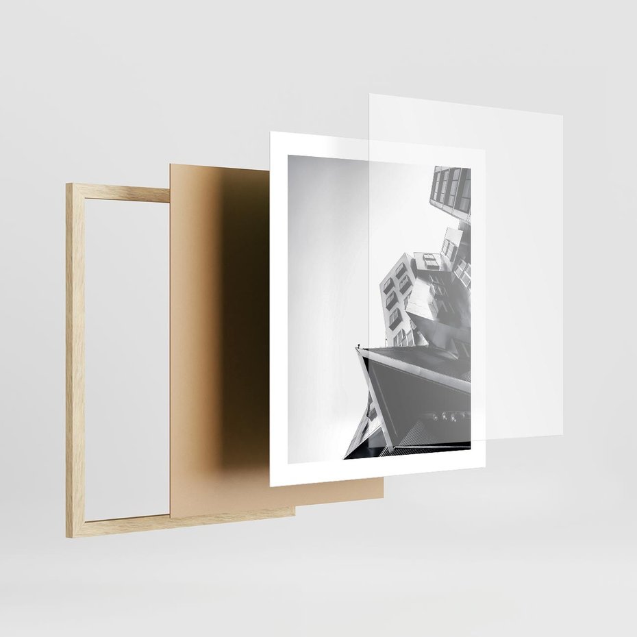 Plakat w ramie 40x50 - Czarno-Biały Świat - architeltura, surowość - rama drewno
